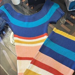 Form fitting, colorful Striped Knit Dress